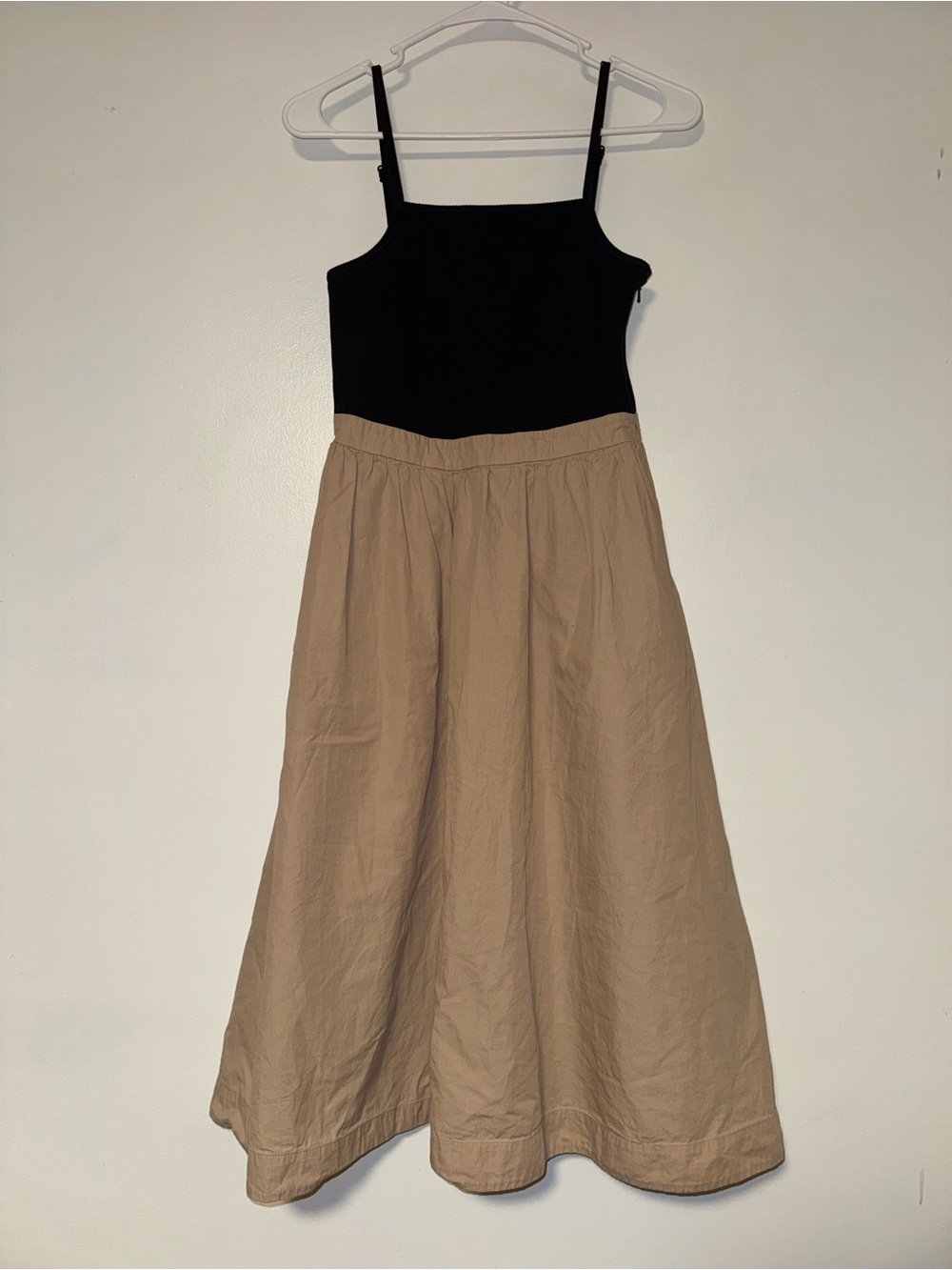 Maeve by Anthropologie Mixed-Media Twofer Midi Dress Black & Tan Size Small